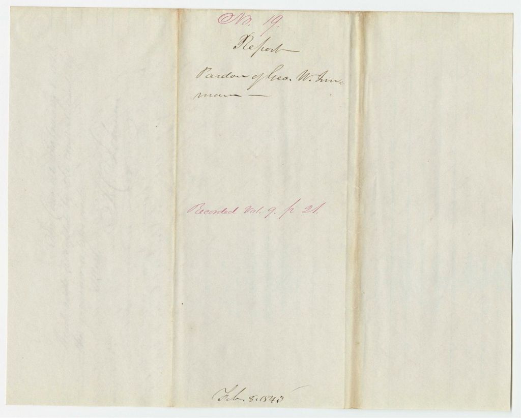Miniature of Report 19: Report - Pardon of George W. Innman