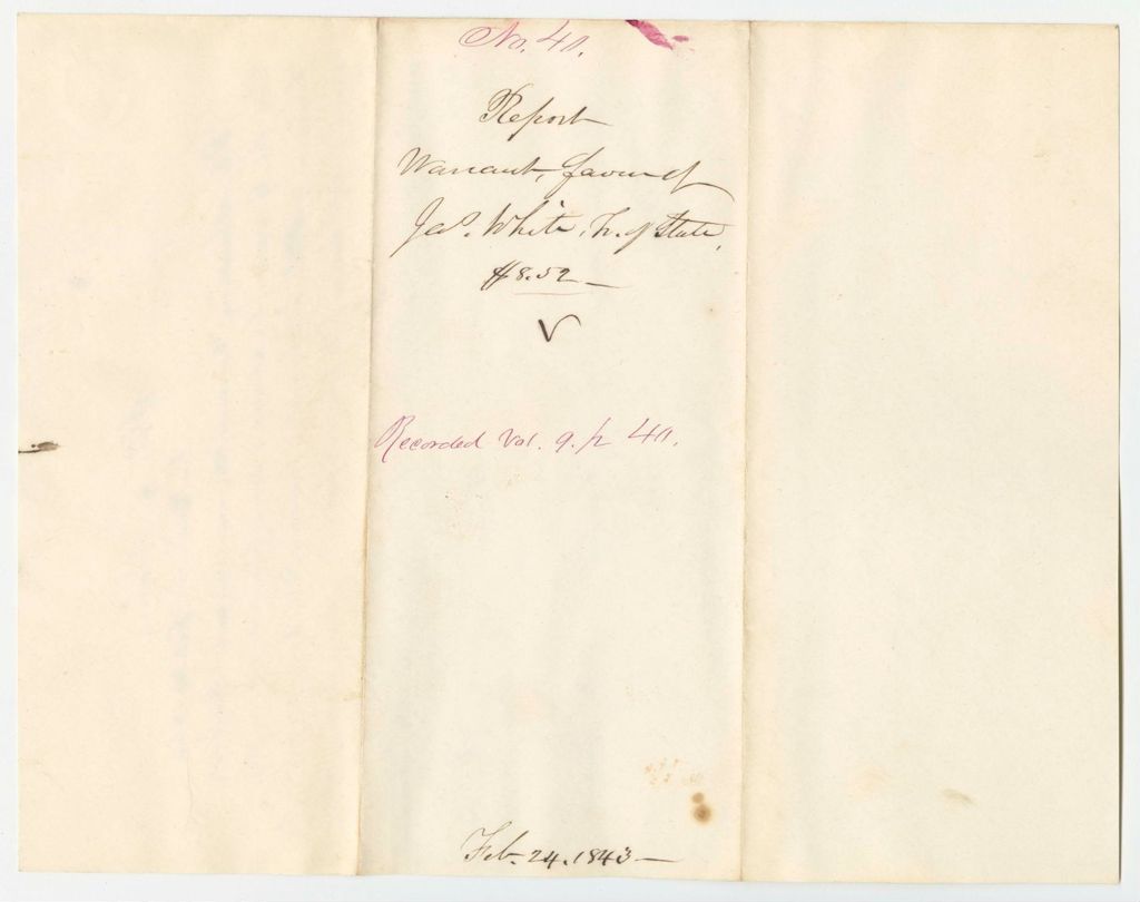 Miniature of Report 40: Report - Warrant in Favor of James White