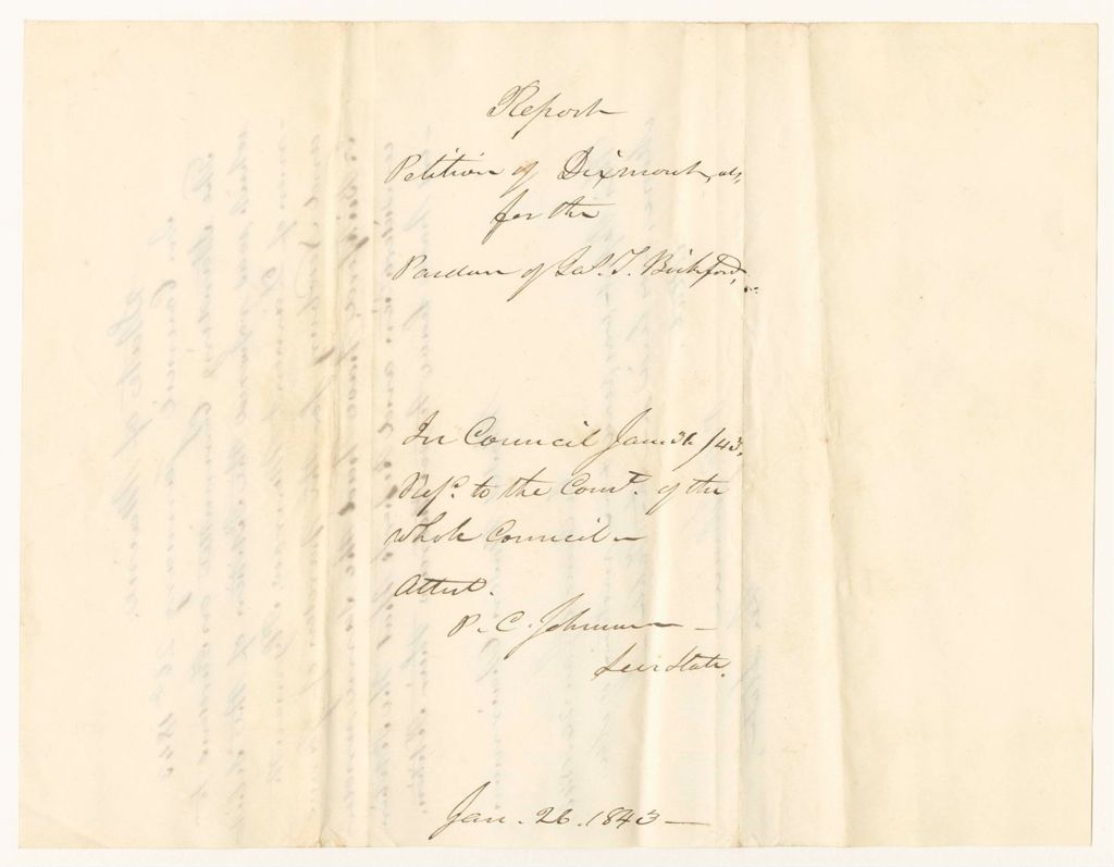 Miniature of Report on the Petition of Dixmont and others for the Pardon of James T. Bickford
