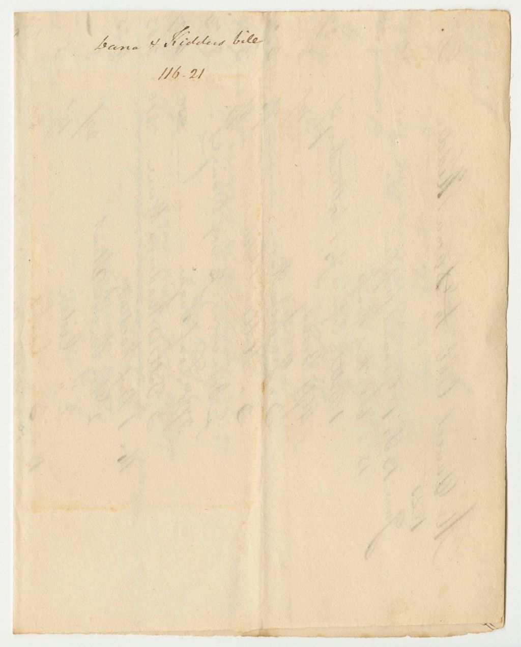 Miniature of Bill No. 1 from Nathaniel Cobb to Dana Kidder for Food and Drinks for the Reception of General Lafayette