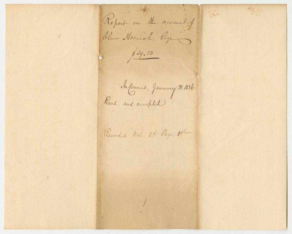 Miniature of Report 449: Report on the Account of Oliver Herrick, Esq., RE: Trespass on Public Lands on the Dead River