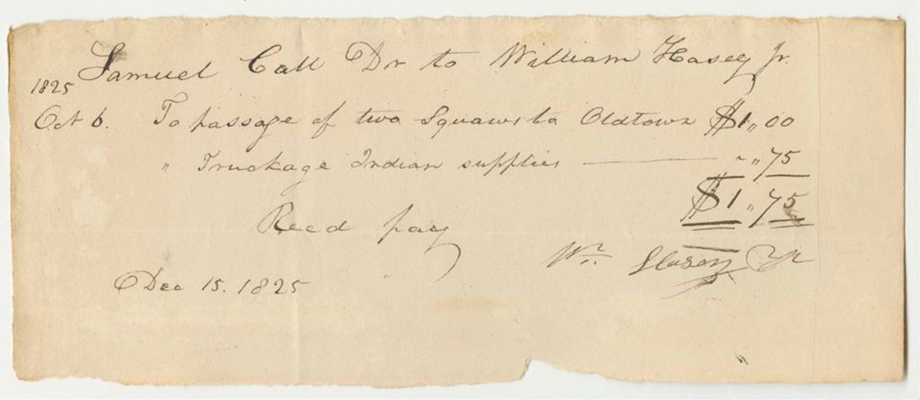Miniature of William Hasey Jr. Bill for Truckage
