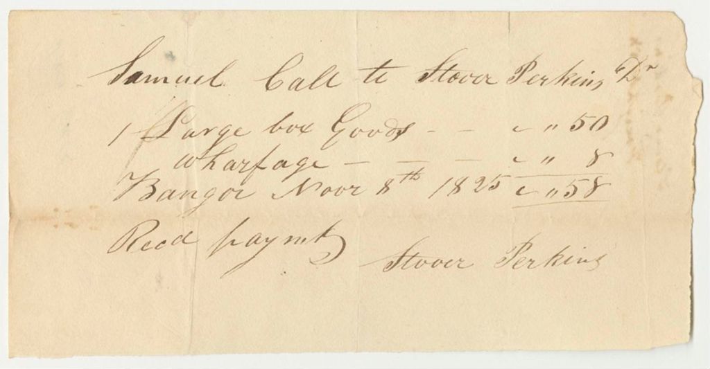 Miniature of Stover Perkins Bill for Freight