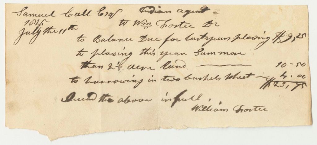 Miniature of William Foster Bill for Ploughing Penobscot Land