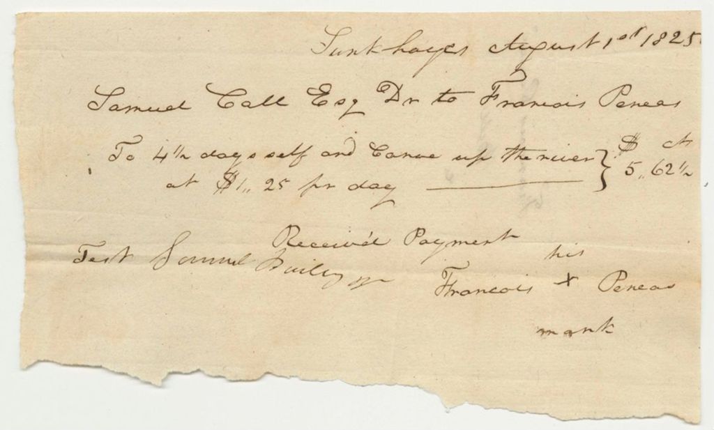 Miniature of Francois Penea's Bill for Canoeing