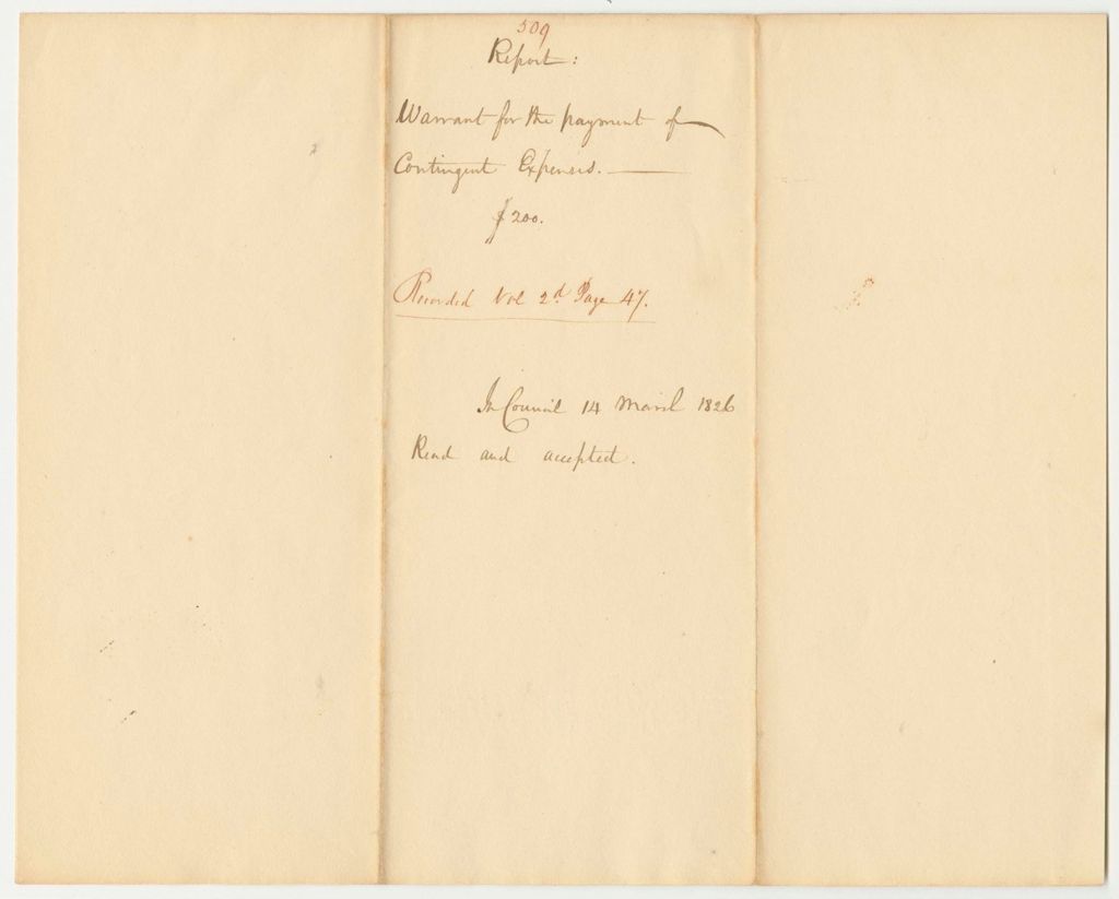 Miniature of Report 509: Report on the Warrant for the Payment of Contingent Expenses
