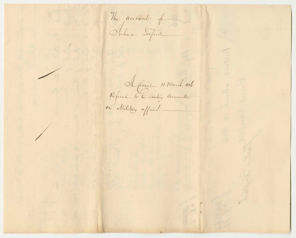 Miniature of Account of Joshua Tolford for Superintending Public Property at the State Arsenal