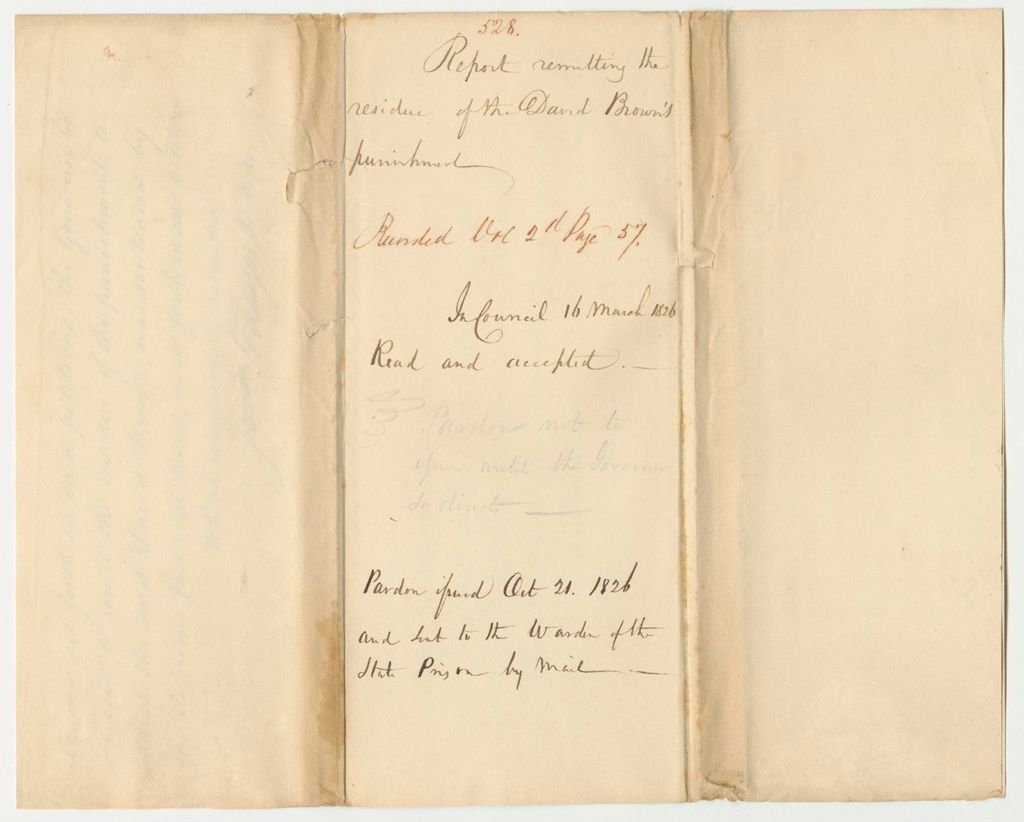 Miniature of Report 528: Report Remitting the Residue of David Brown's Punishment
