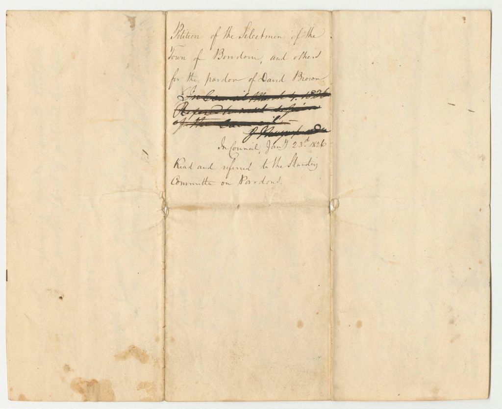 Miniature of Petition of the Selectmen of the Town of Bowdoin, and Others, for the Pardon of David Brown