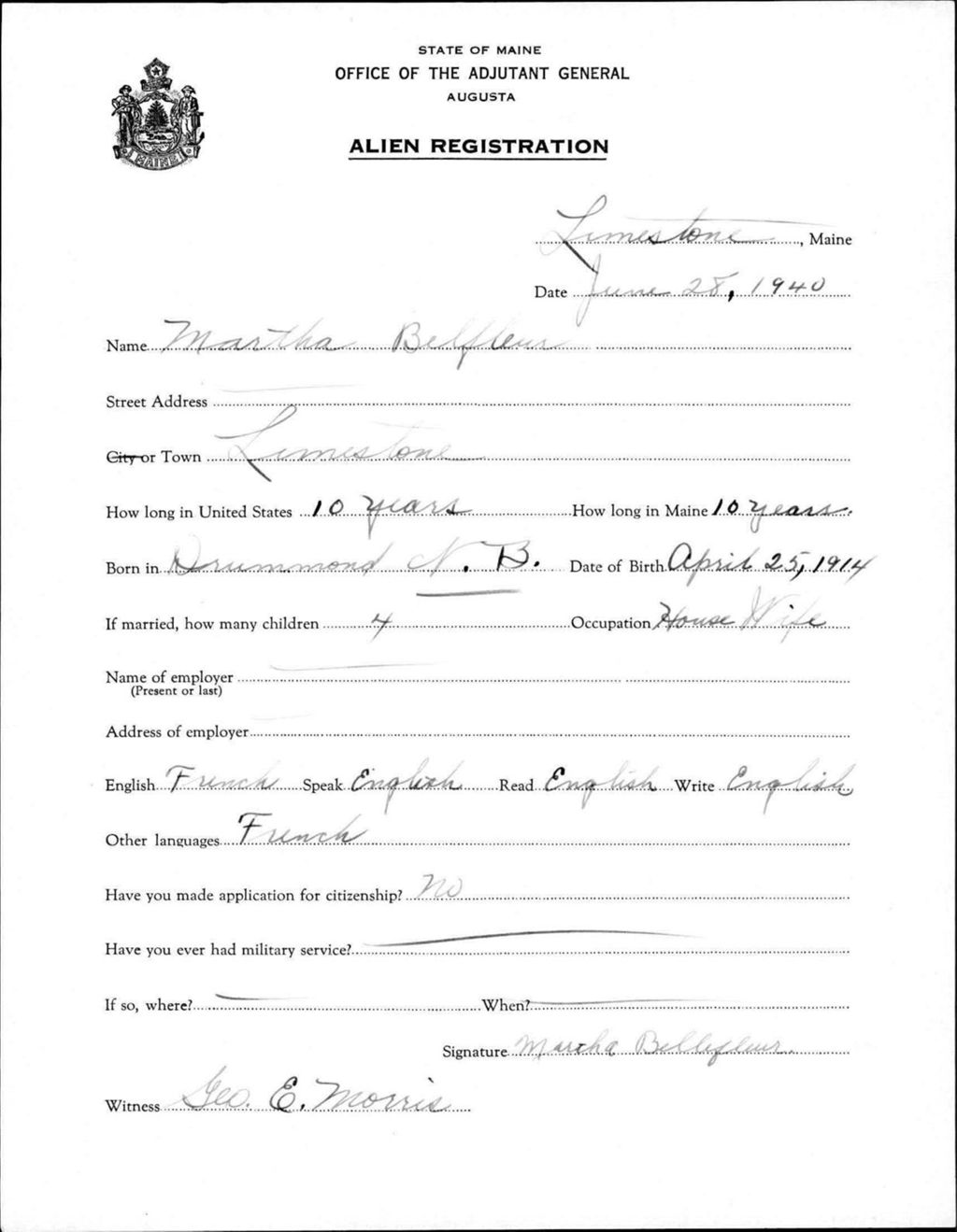 Miniature of Alien Registration- Bellfleur, Martha (Limestone, Aroostook County)