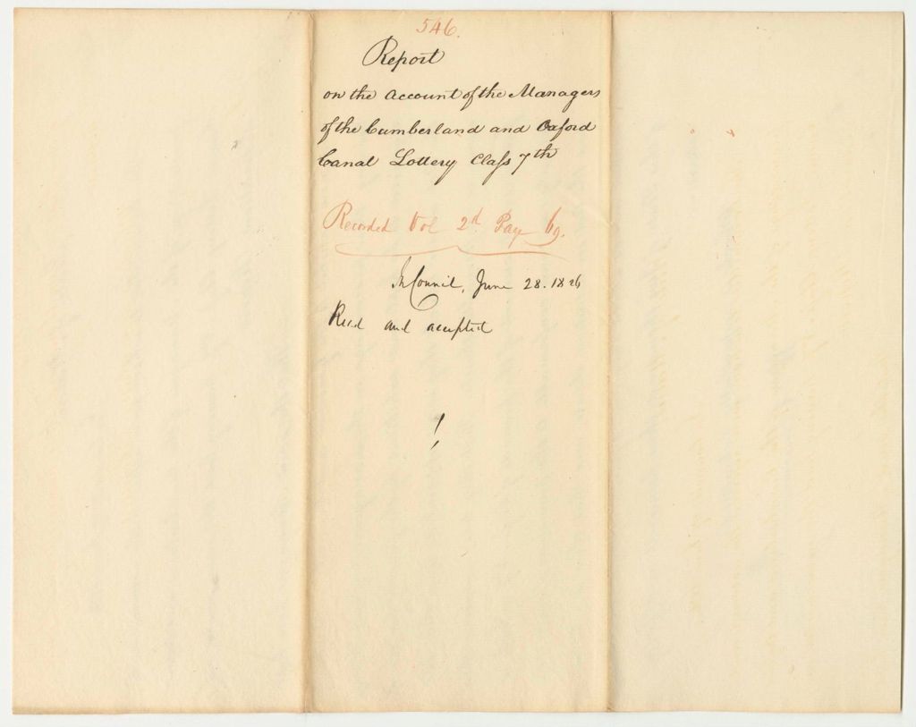 Miniature of Report 546: Report on the Account of the Managers of the Cumberland and Oxford Canal Lottery, Class No. 7