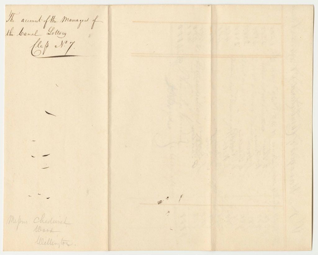 Miniature of Account of the Managers of the Cumberland and Oxford Canal Lottery, Class No. 7