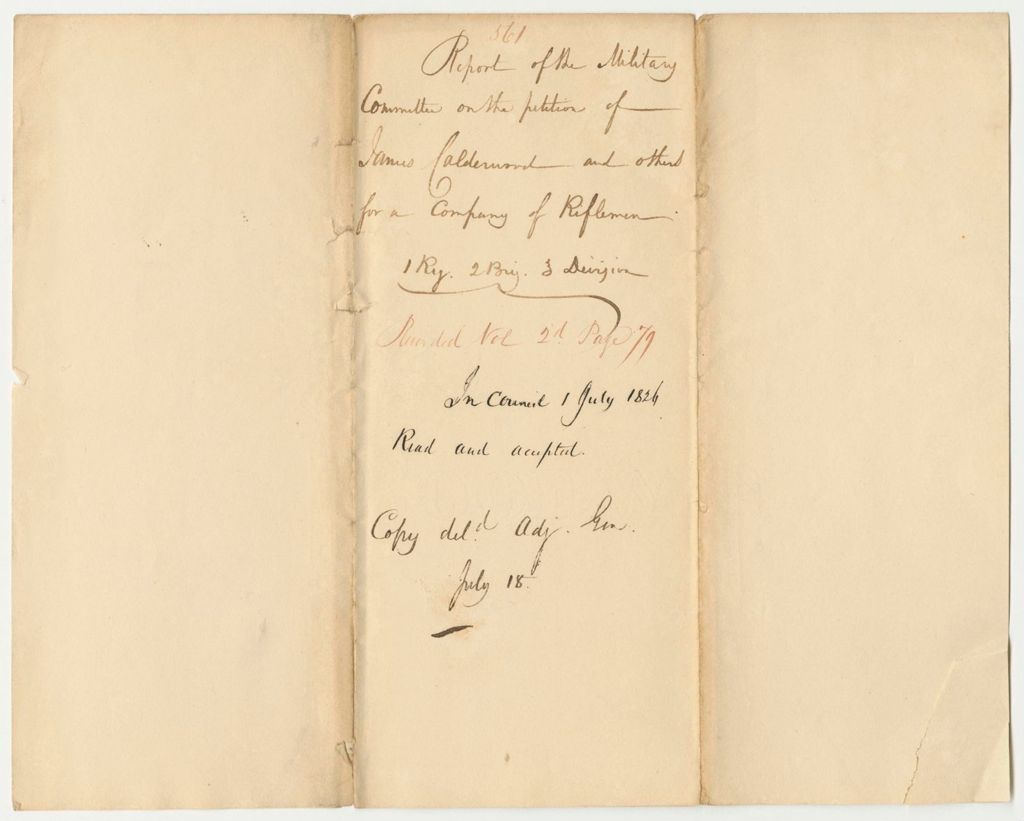 Miniature of Report 561: Report on the Petition of James Calderwood and Others for a Company of Riflemen