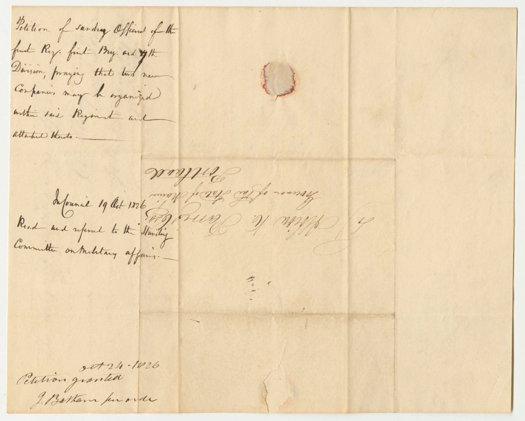 Miniature of Petition of George Downs and Other Officers of the 1R.1B.7D. for 2 New Companies