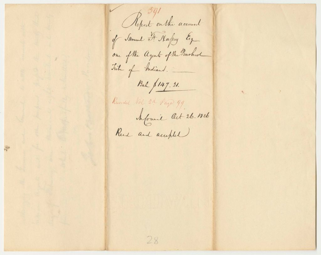 Miniature of Report 591: Report on the Account of Samuel F. Hussey, Esq., One of the Agents of the Penobscot Indians