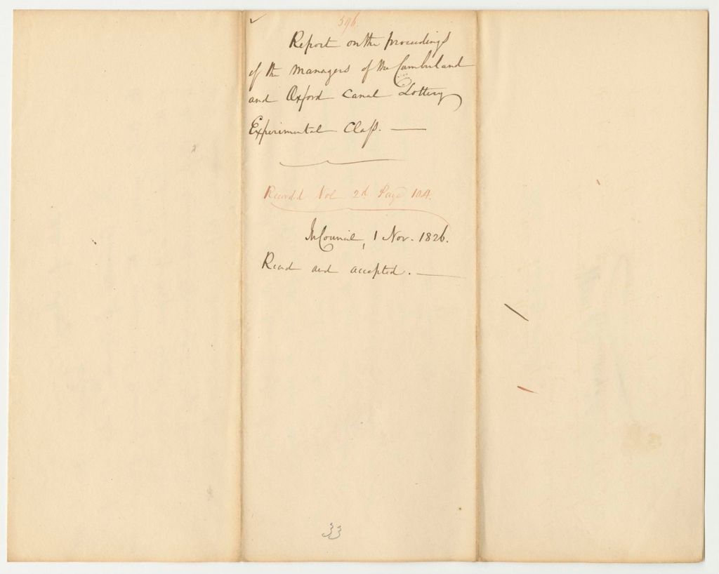 Miniature of Report 596: Report on the Proceedings of the Managers of the Cumberland and Oxford Canal Lottery, Experimental Class