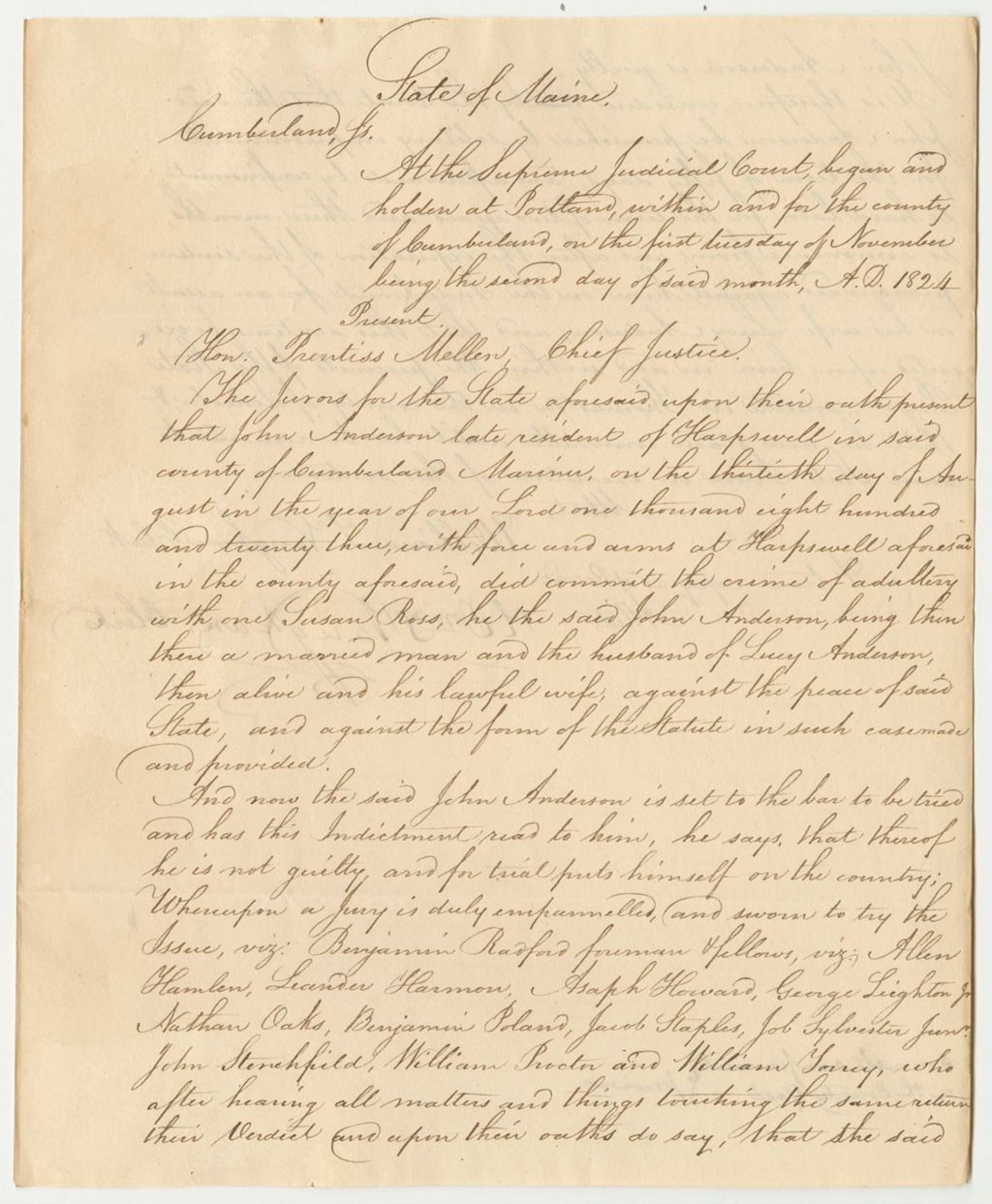 Miniature of State of Maine vs. John Anderson Sentence
