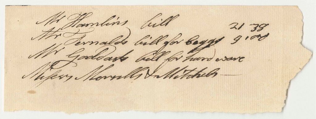 Miniature of Bill for Messrs Hamblin, Fernald, Goddard, and Merrill & Mitchell