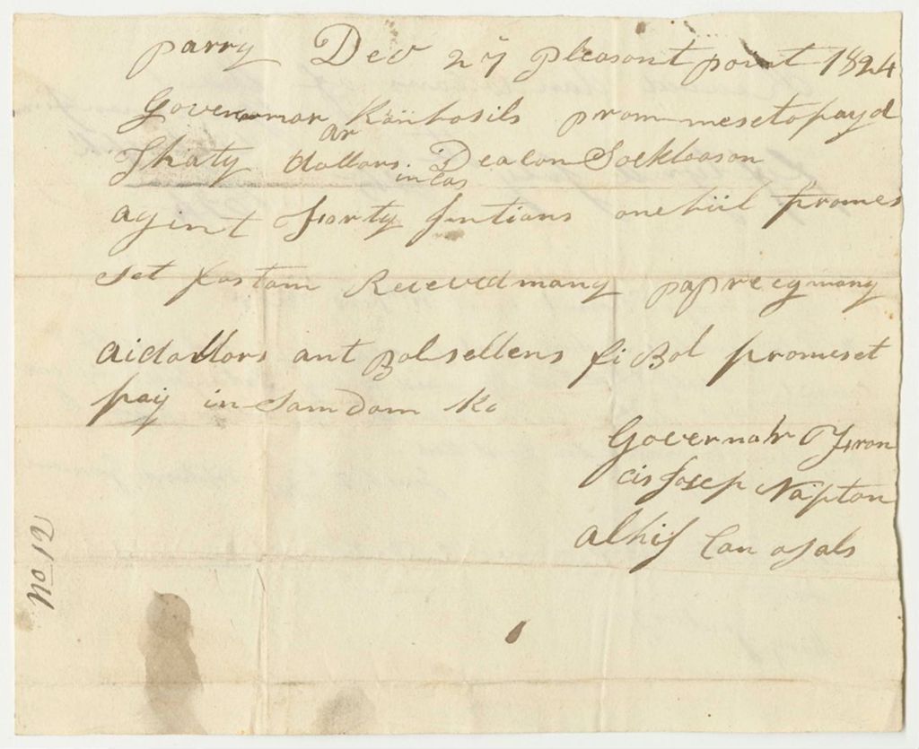 Miniature of Deacon Sockbason Receipts for the Passamaquoddy Tribe