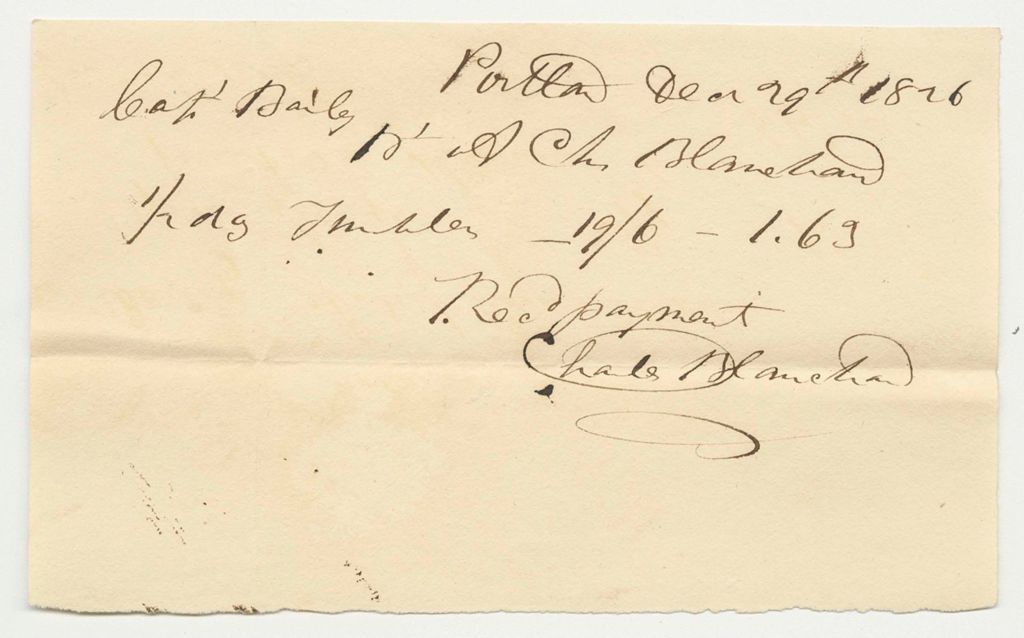 Miniature of Charles Blanchard Receipt for Tumblers