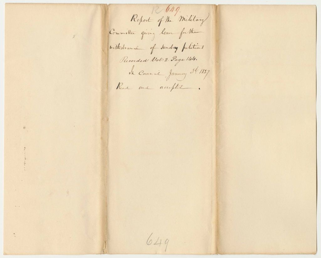Miniature of Report 649: Report Giving Leave for the Withdrawal of Sundry Petitions