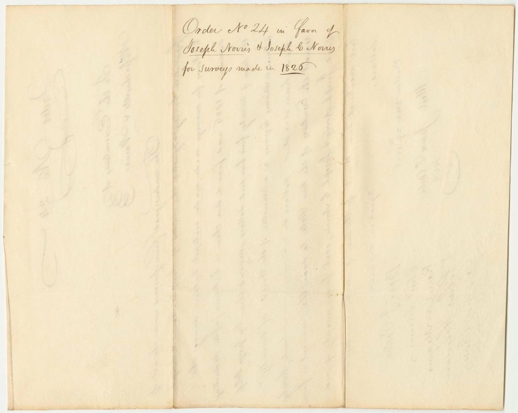 Miniature of Order No. 24 in Favor of Joseph Norris & Joseph C. Norris for Surveys Made in 1826