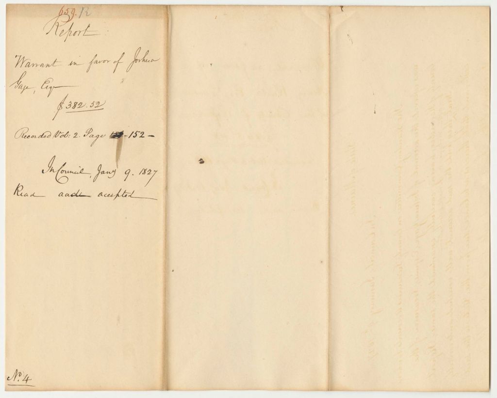 Miniature of Report 659: Report on the Warrant in Favor of Joshua Gage, Esq., as Treasurer of Kennebec County