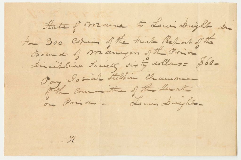 Miniature of Receipt for Copies of the Report of the Prison Discipline Society
