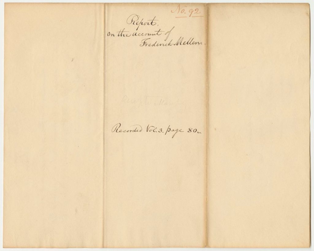 Miniature of Report 92: Report on the Account of Frederick Mellen for Copying the Plans and Journals of General Treat
