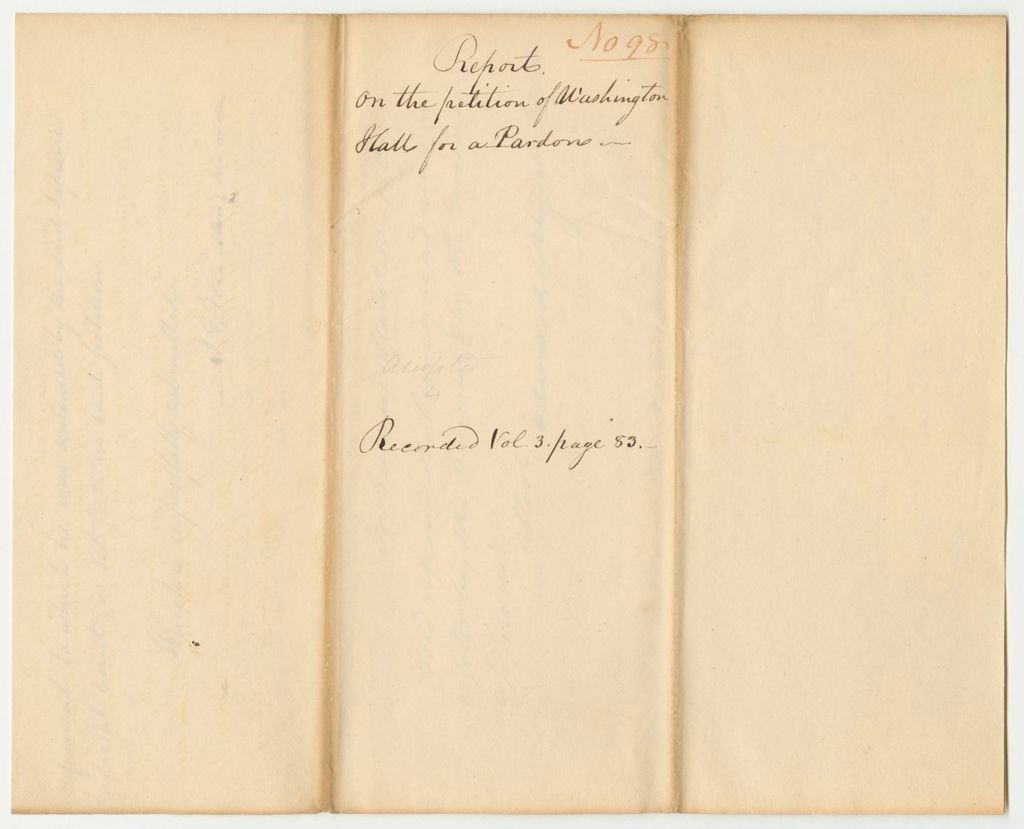 Miniature of Report 98: Report on the Petition of Washington Hall for a Pardon