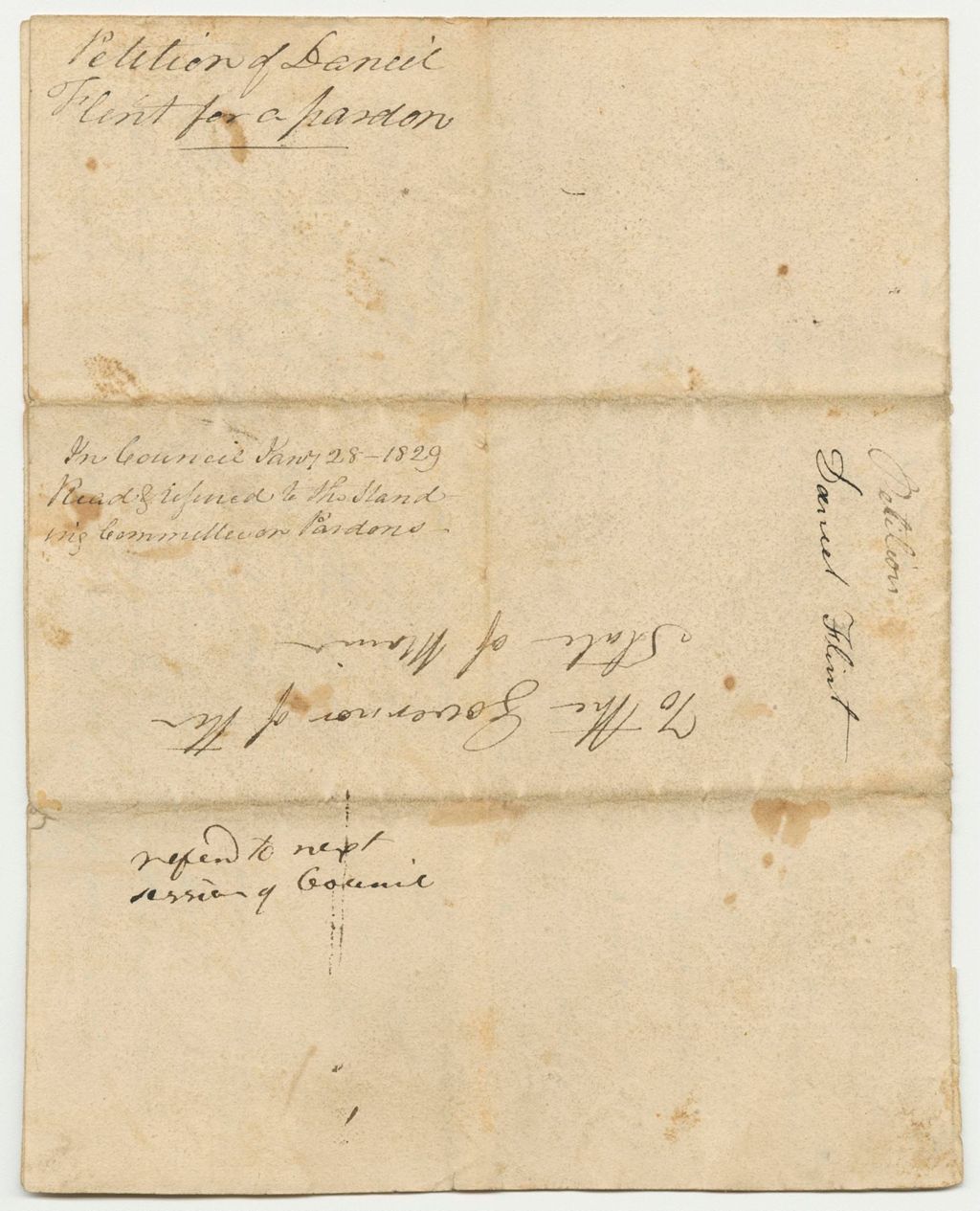 Miniature of Petition of Daniel Flint for a Pardon