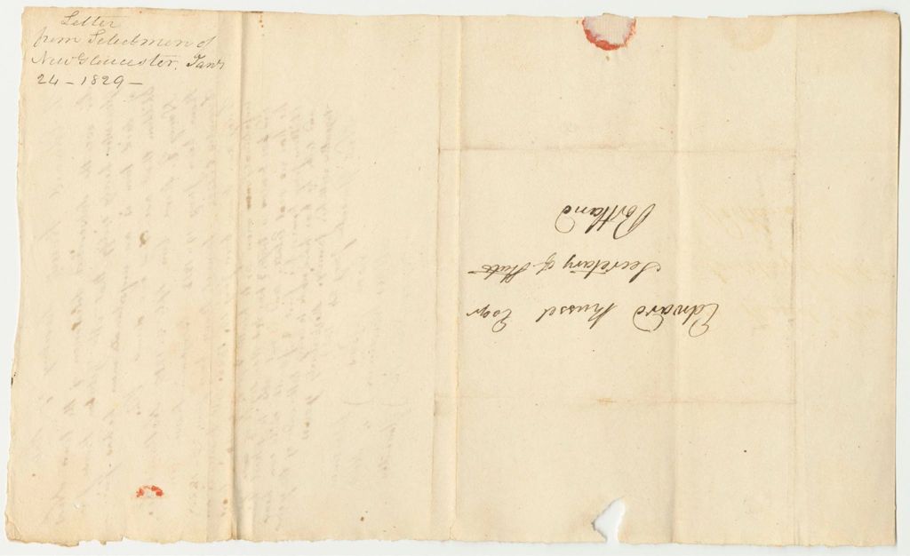 Miniature of Letter from the Selectmen of New Gloucester, in Relation Zebulon Rowe Jr. and His Children