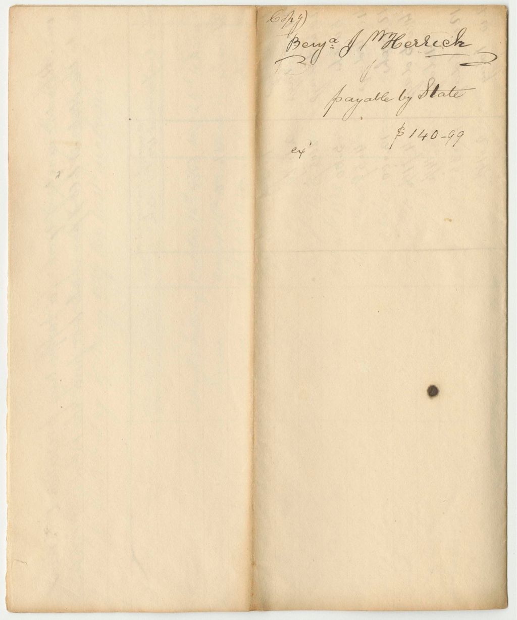 Miniature of Account of Benjamin J. Herrick, Underkeeper of the State Gaol in Alfred, County of York, for Supporting Prisoners Therein Confined Upon Charge and Conviction of Crimes Chargeable to the State, from October 13th 1828 to May 18th 1829