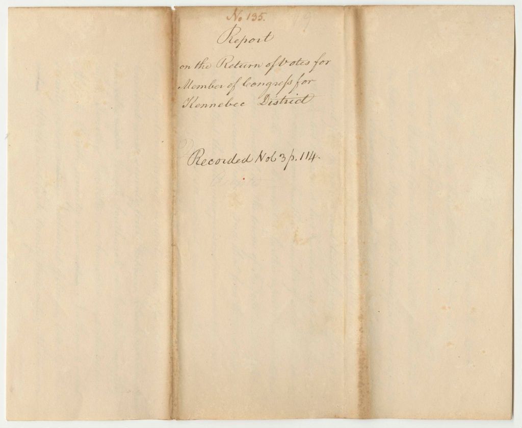 Miniature of Report 135: Report on the Return of Votes for Members of Congress for Kennebec District