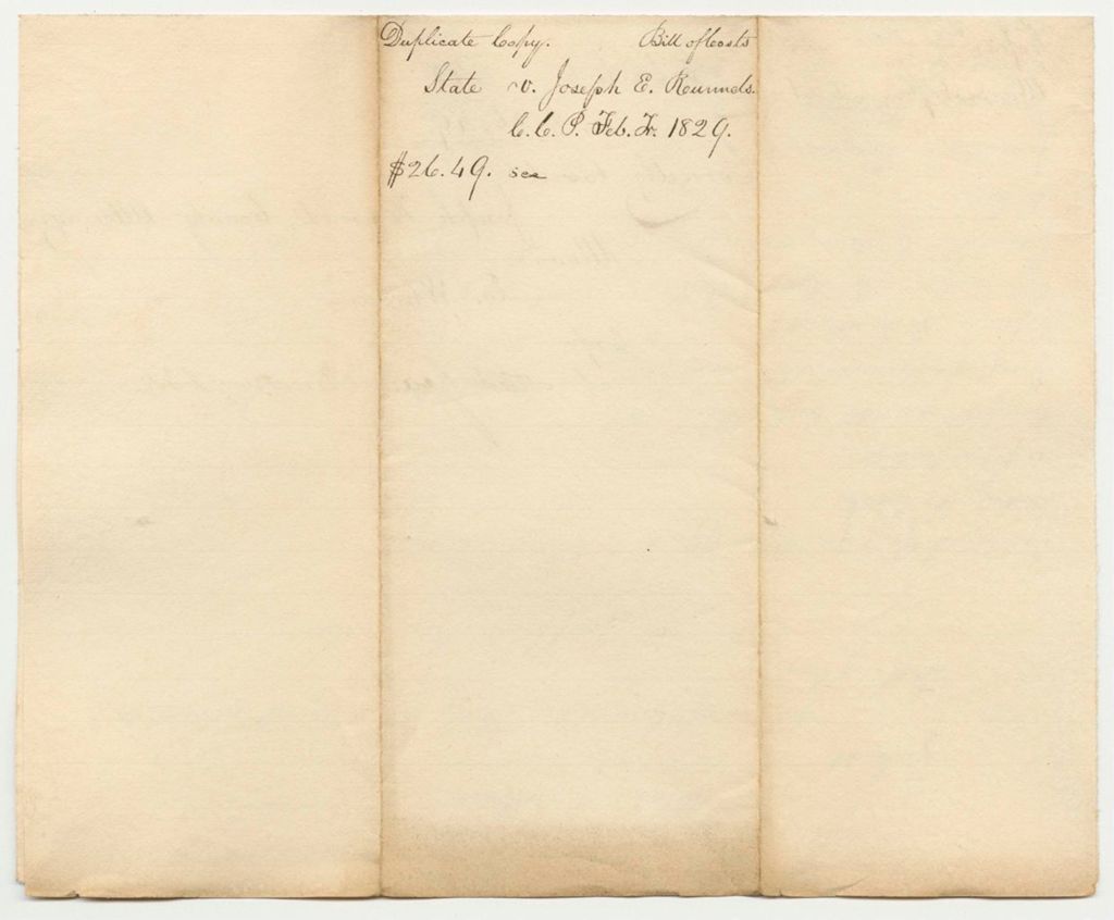 Miniature of Bill of Costs, State of Maine v. Joseph E. Runnels, Court of Common Pleas at Alfred, February Term 1829