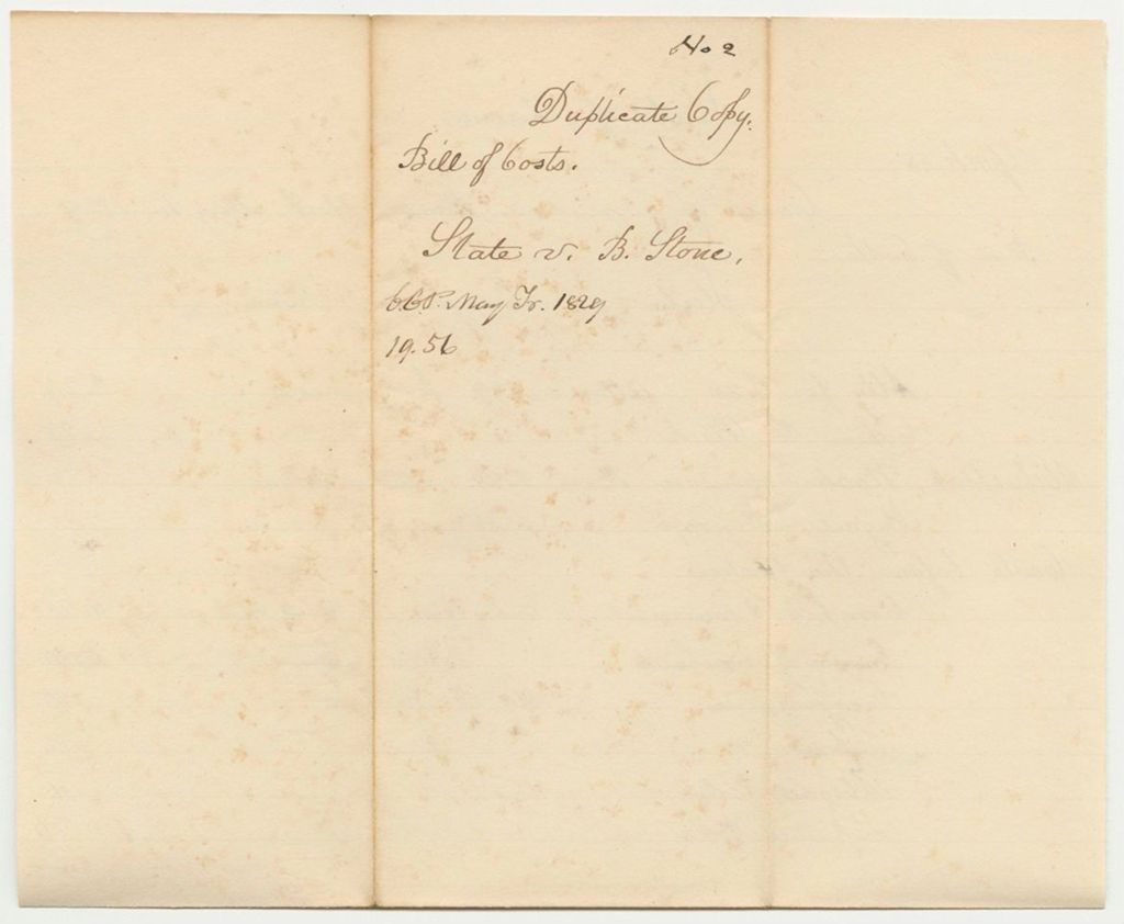 Miniature of Bill of Costs, State of Maine v. Benjamin Stone, Court of Common Pleas at York, May Term 1828