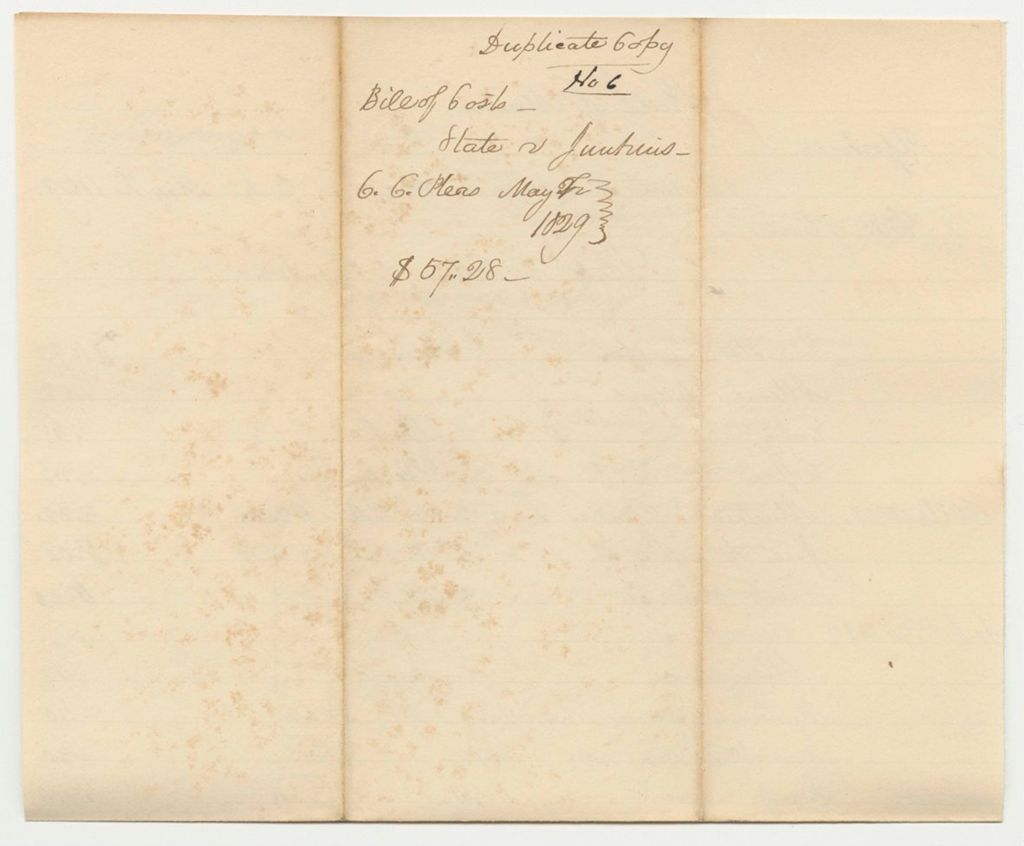 Miniature of Bill of Costs, State of Maine v. Elias Junkins, Court of Common Pleas at York, May Term 1828