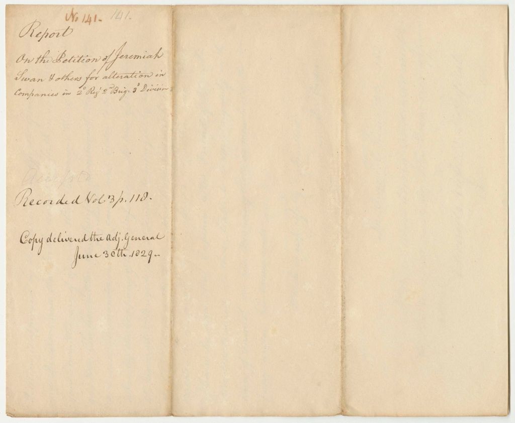 Miniature of Report 141: Report on the Petition of Jeremiah Swan and Others for Alteration in Companies