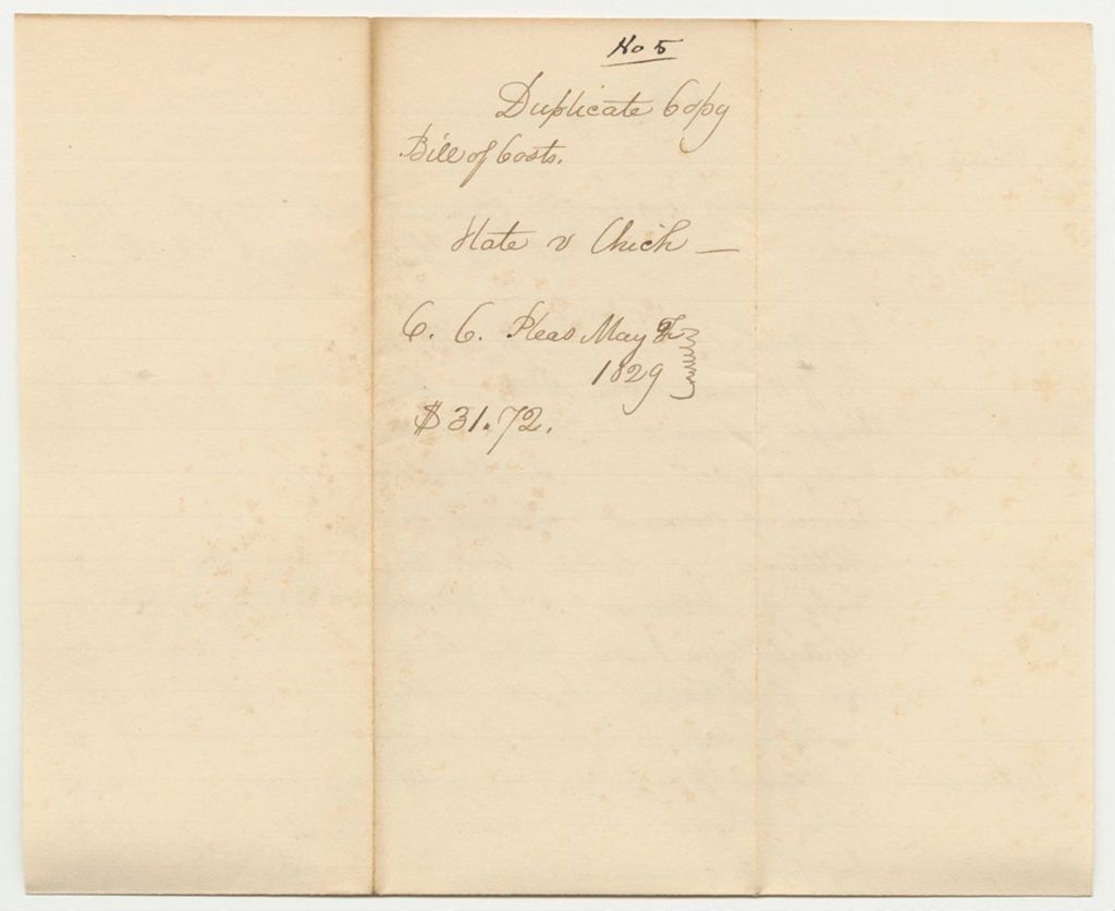 Miniature of Bill of Costs, State of Maine v. James Murch Chick, Court of Common Pleas at York, May Term 1828