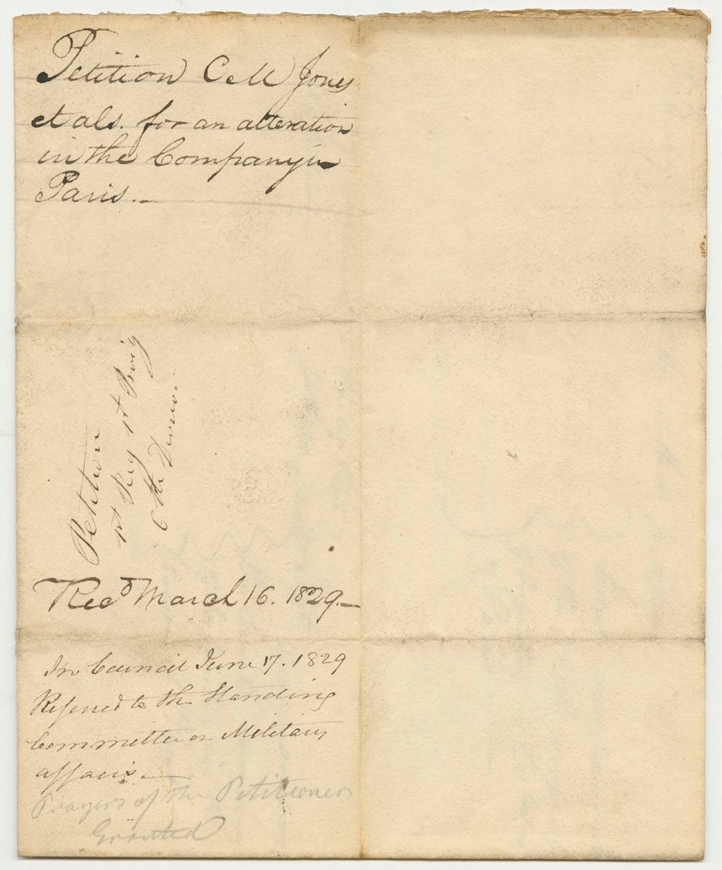 Miniature of Petition of Charles M. Jones and Others for an Alteration in the Company in Paris