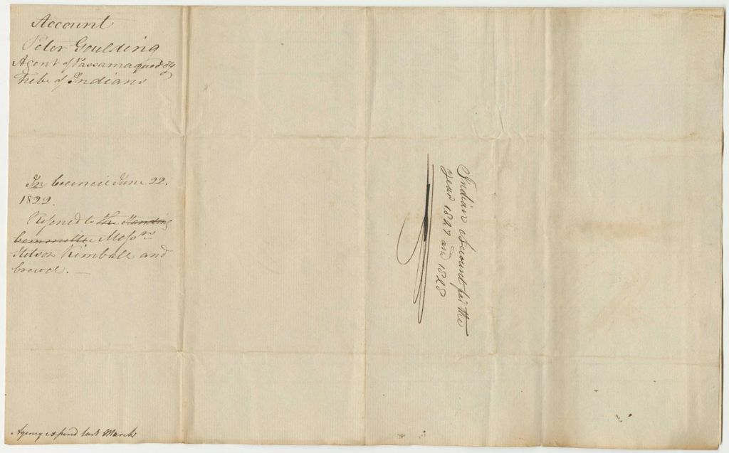 Miniature of Account of Peter Goulding, Agent for the Passamaquoddy Tribe of Indians, for the Years 1828 and 1829