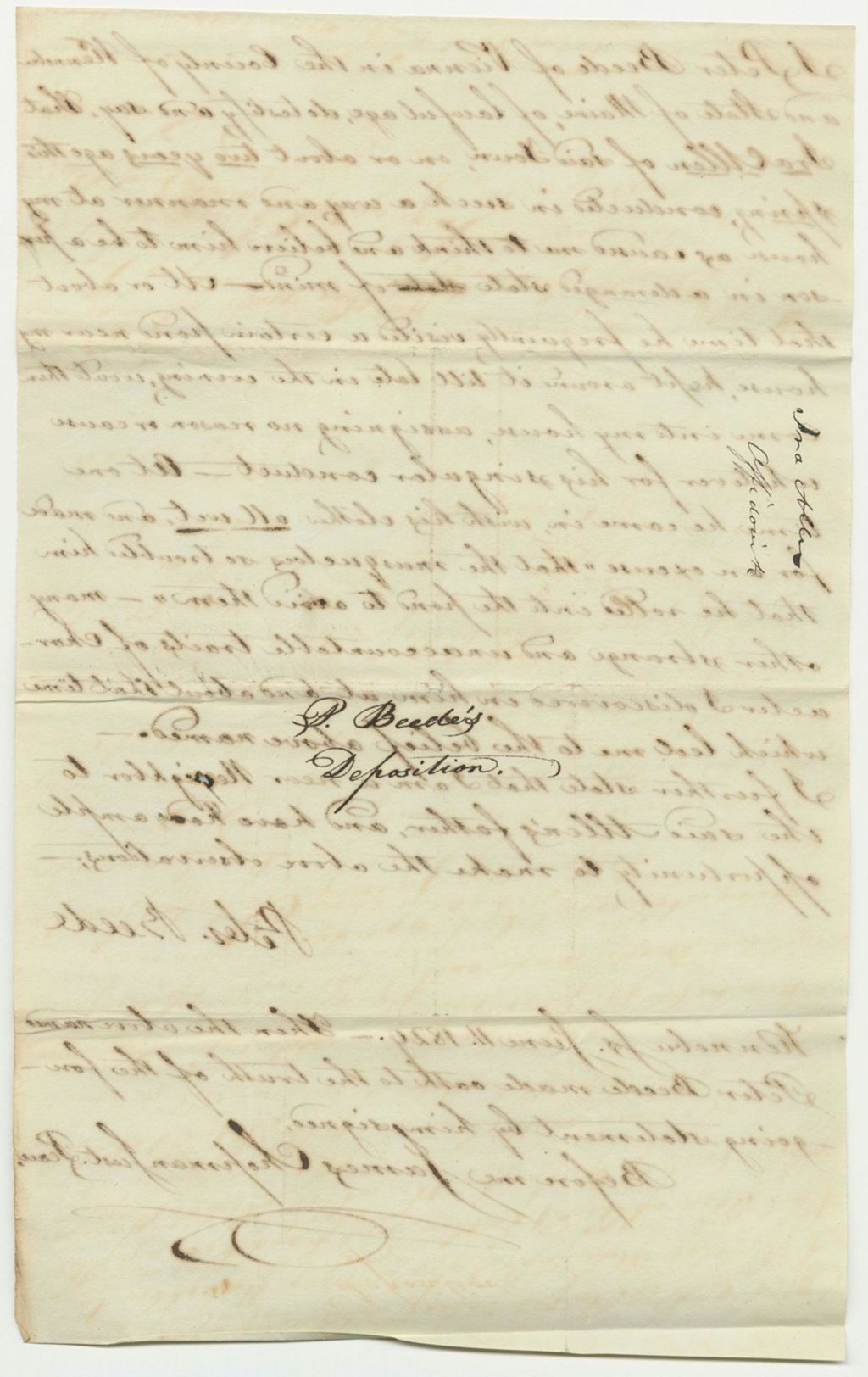 Miniature of Deposition of Peter Beede, for the Pardon of Ira Allen
