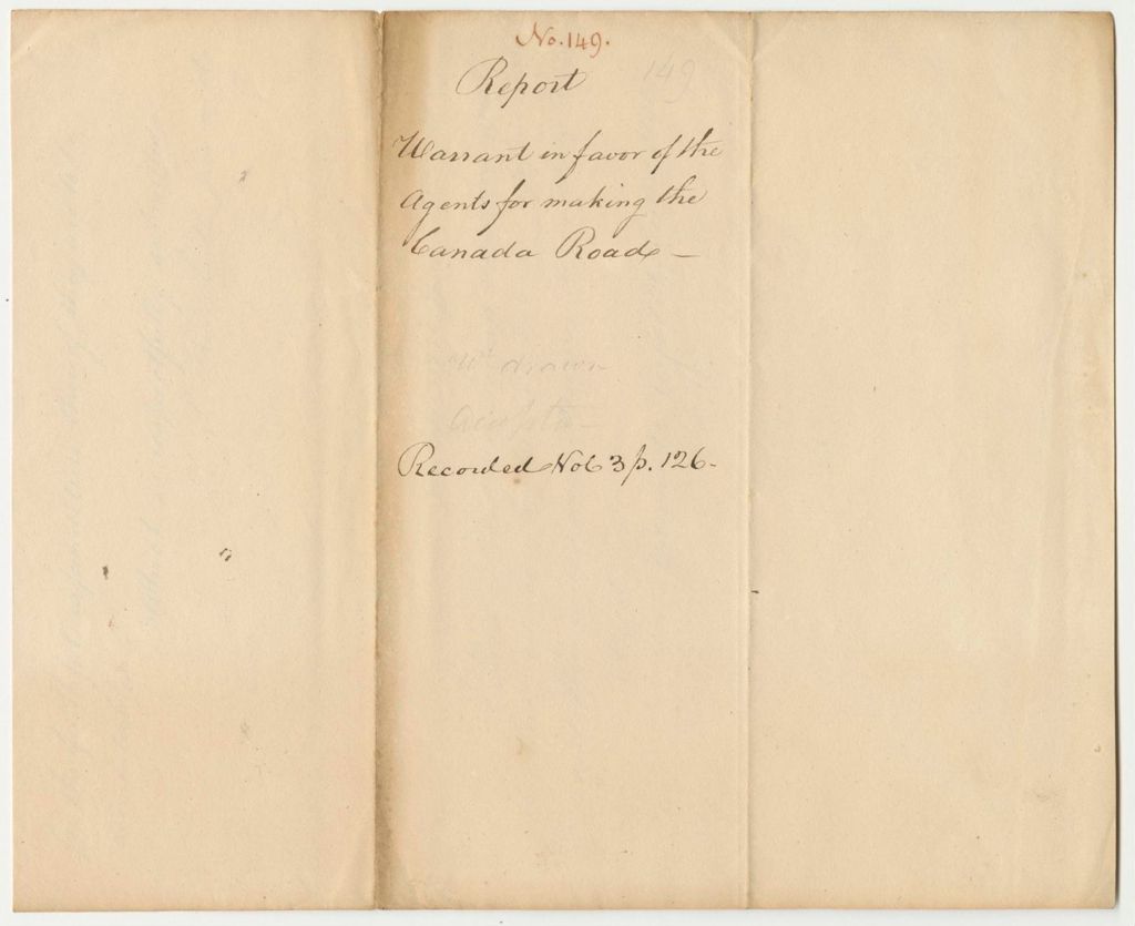 Miniature of Report 149: Report on the Warrant in Favor of the Agents for Making the Canada Road