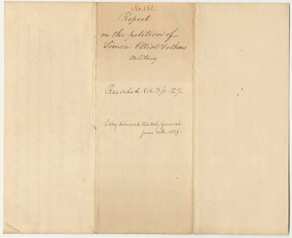 Miniature of Report 151: Report on the Petition of Simon Elliot and Others to be Attached to the Militia Company in Pemaquid