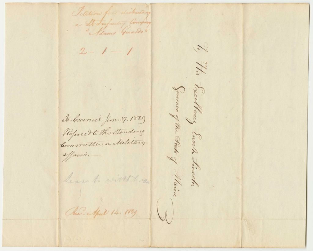 Miniature of Petition for Disbanding the Light Infantry Company "Adam's Guards"