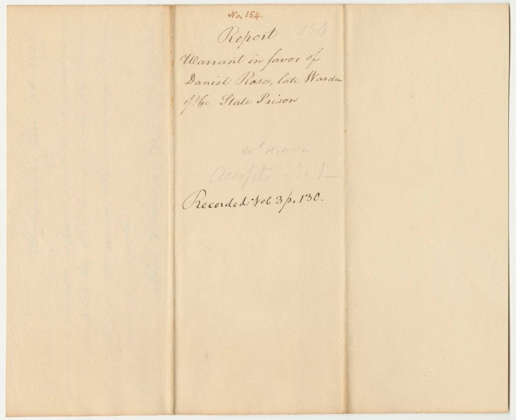 Miniature of Report 154: Report on the Warrant in Favor of Daniel Rose, Late Warden of the State Prison