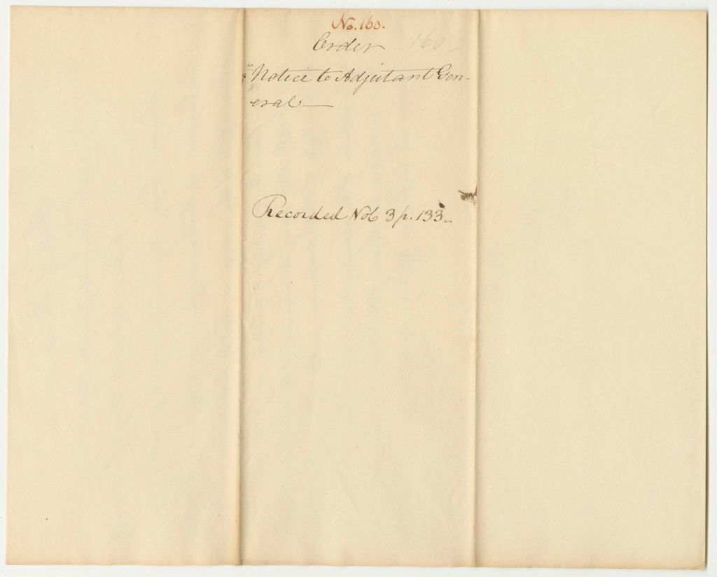 Miniature of Report 160: Notice of Samuel Cony, Adjutant General, to Present His Accounts to the Next Council