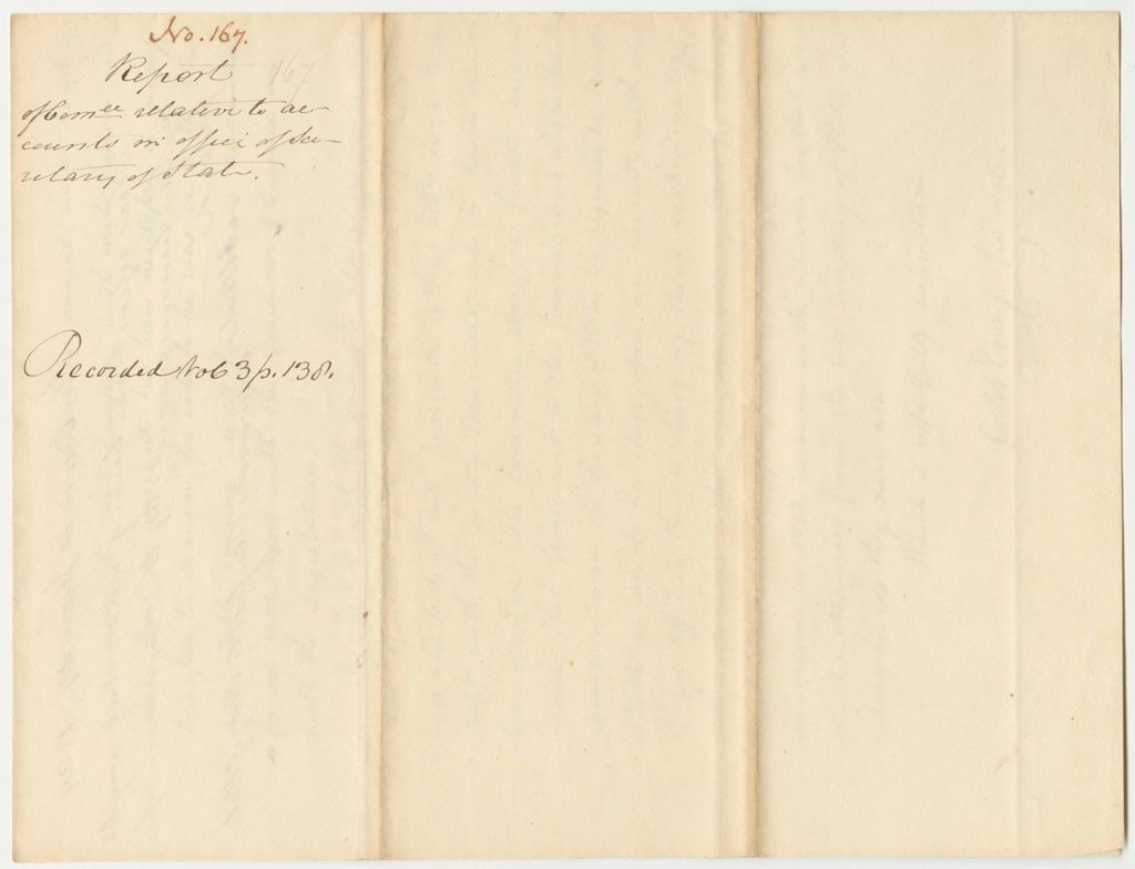 Miniature of Report 167: Report Relative to Accounts in the Office of the Secretary of State