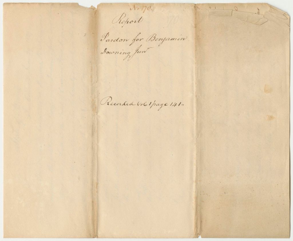 Miniature of Report 170: Report on a Pardon for Benjamin Downing, Jr.