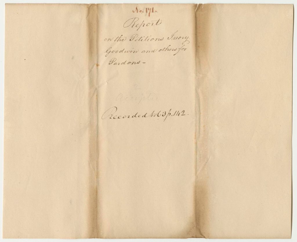 Miniature of Report 171: Report on Various Petitions for Pardons
